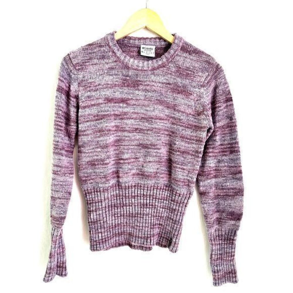 Columbia Womens Purple Hue Striped Ribbed Pullover Sweater Size S